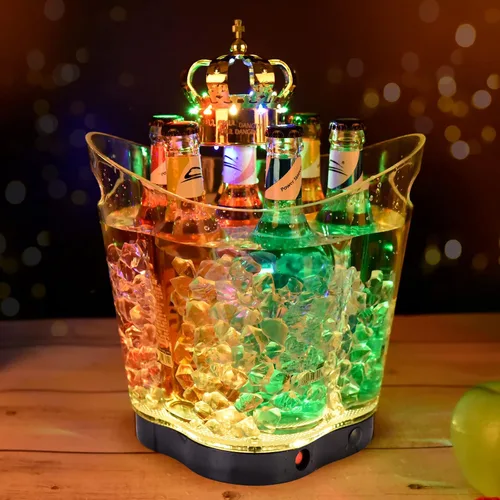 Vista 5 de Cubo de hielo LED – Cubo de hielo portátil colorido degradado de 6 litros, ideal para bar en casa, cerveza fría, champán y vino