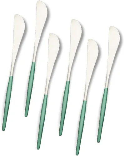 Vista 14 de JASHII Matte Modern - Juego de cubiertos de acero inoxidable 304 con mango redondo verde, juego completo de lujo que incluye cuchillo
