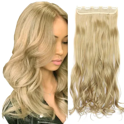 Vista 8 de Extensiones de cabello sintético de 24 pulgadas, 4.23 onzas, color negro, 5 clips, extensiones de cabello sintético resistentes al calor #1 (negro)