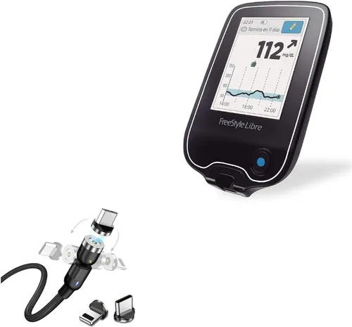 Vista 10 de BoxWave Cable compatible con Freestyle Libre Reader - Cable AllCharge 3 en 1 - Negro azabache