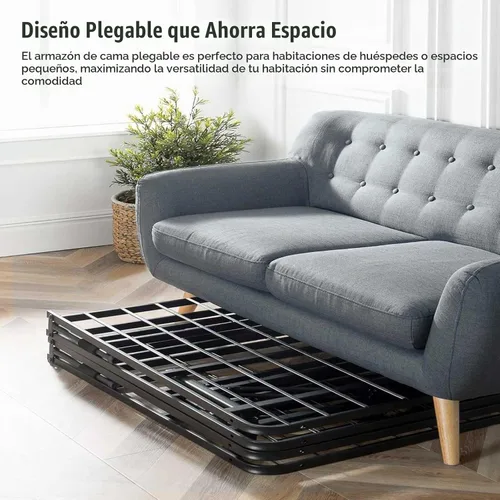 Vista 6 de ZIYOO - Marcos de cama plegables individuales resistentes, base de colchón resistente de 14 pulgadas de alto, marco de cama de plataforma metálica