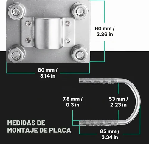 Vista 4 de Soporte de mástil para antena de helio para montaje en poste, abrazadera fija de perno en U, soporte de hardware para techo al aire libre, Lora