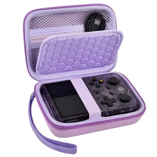 Vista 16 de PAIYULE Travel Case Compatible with RG353V/ RG353VS/ R36S Retro Handheld Game Console, Handheld Emulator Storage Holder Organizer, Android Game Beige