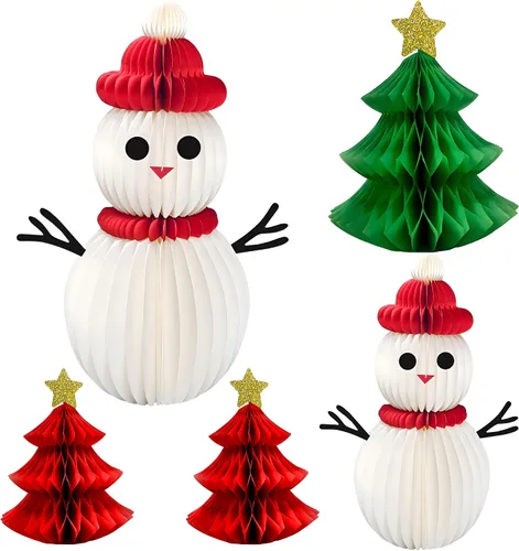 Vista 9 de KatchOn Decoraciones navideñas de panal, paquete de 6 Sombrero de Navidad y árbol de abeja