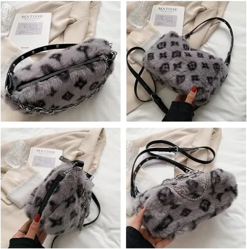 Vista 4 de Bolso cruzado de hombro con estampado de leopardo 2022 con cadena de moda con un solo hombro para axila, bolso Y2K