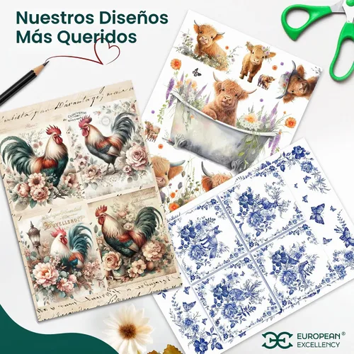 Vista 4 de Papel de arroz para Decoupage A4 Decoupage Vintage (Mini Navidad con Santa - 2 hojas)
