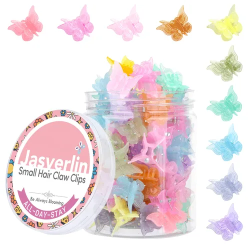 Vista 9 de JASVERLIN Pinzas para el cabello de mariposa coloridas, lindas pinzas pequeñas para niñas, Y2K 90s para niños y mujeres, mariposas, accesorios