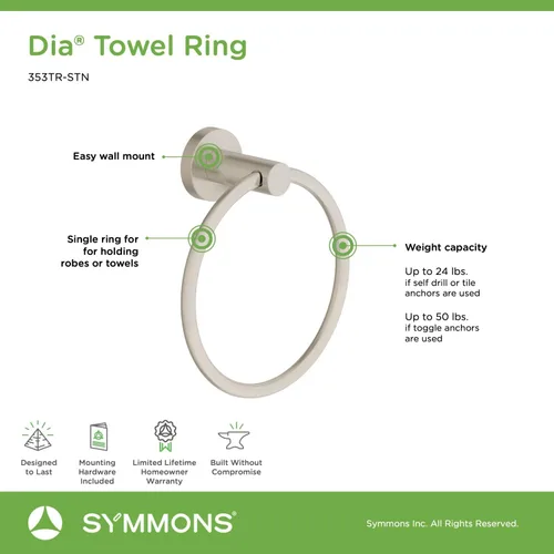 Vista 6 de Symmons 353TR-BBZ Dia - Toallero de pared en bronce cepillado