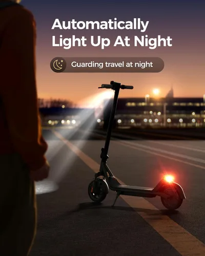 Vista 7 de Patinete eléctrico para adultos, motor de 300W hasta 15.5 MPH, neumáticos sólidos de 8.5", pantalla LED y control por APP, patinete eléctrico