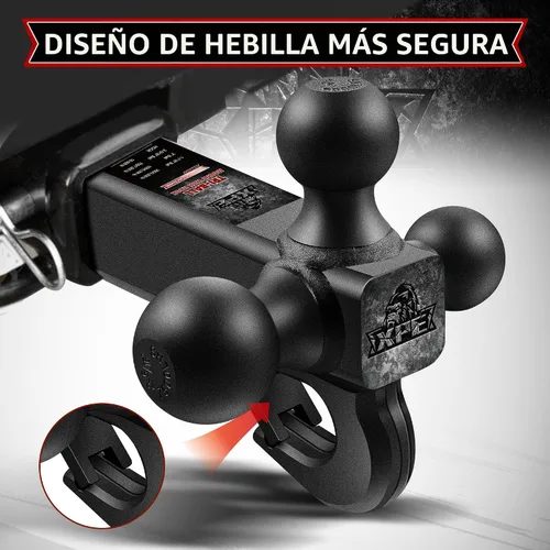 Vista 7 de Soporte de enganche de remolque de tres bolas con gancho para Negro