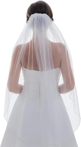 Vista 2 de 1T Rhinestone perla lentejuelas con cuentas velo de novia