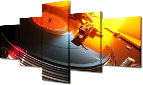 Vista 60 de Lienzo decorativo para pared, diseño de DJ Music Mixes the Track HD impreso en pinturas, 5 piezas de imágenes abstractas para sala de estar, obra