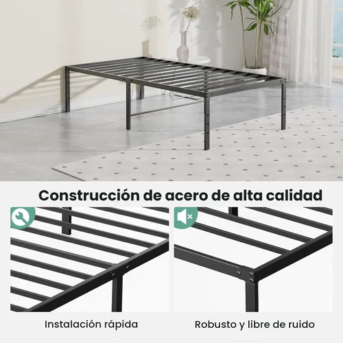 Vista 5 de Sweetcrispy - Marco de cama individual, plataforma de 12 pulgadas Easy Assembly, Twin Size 12 Inch Platform Bed Frame, Heavy Duty Metal Foundation