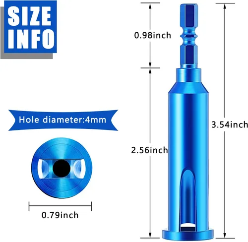 Vista 4 de Herramienta universal de torsión de alambre, pelacables y herramienta de pelado de cables Twister para electricista por taladro o manualmente (azul)