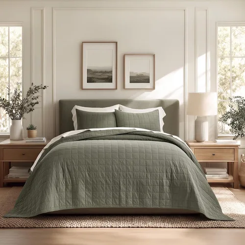 Vista 21 de EVERGRACEHOME - Juego de edredón de punto de caja 100% algodón, tamaño Queen, abedul Garment-Washed Softness, Lightweight All-Season Warmth, Cozy