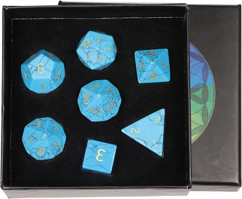 Vista 10 de rockcloud Juego de 7 dados poliédricos DND de jaspe rojo