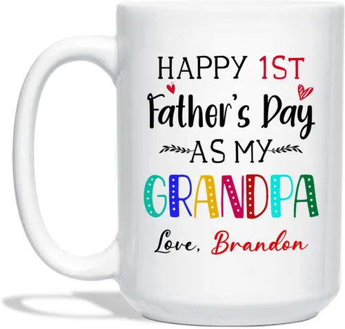 Vista 24 de Taza de café de cerámica con texto en inglés «Best Grandpa Add Photo », regalos para abuelo, abuelo, papá, amapola, Día del Padre, taza de café