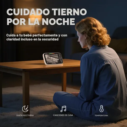 Vista 4 de Kidsneed Monitor de bebé con cámara y audio: monitor de bebé de video 720P de 5 pulgadas, sin WiFi, duración de la batería de 48 horas, visión