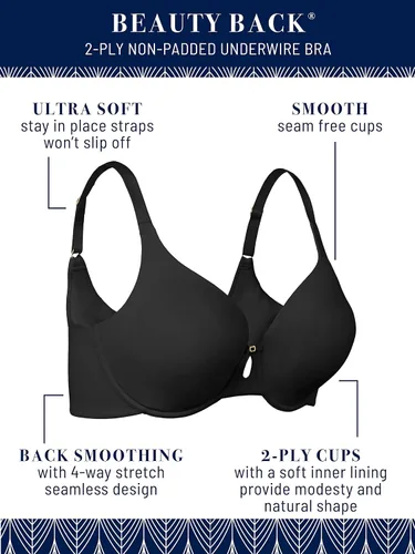 Vista 4 de Vanity Fair Sujetadores sin forro con aros para mujer (75C-100DDD)