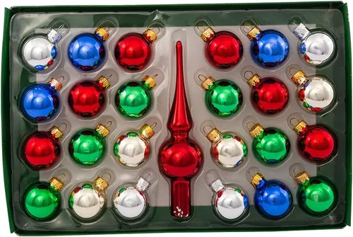 Vista 2 de Kurt Adler - Juego de bolas de cristal multicolor