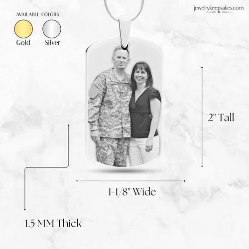 Vista 3 de Etiqueta de perro grabada con foto personalizada con cadena de 20 pulgadas