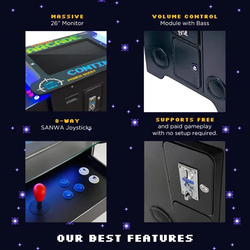 Vista 5 de Creative Arcades - Máquina arcade de cóctel de grado comercial de tamaño completo 2 jugadores 412 juegos Pantalla LCD de 26 pulgadas Parte