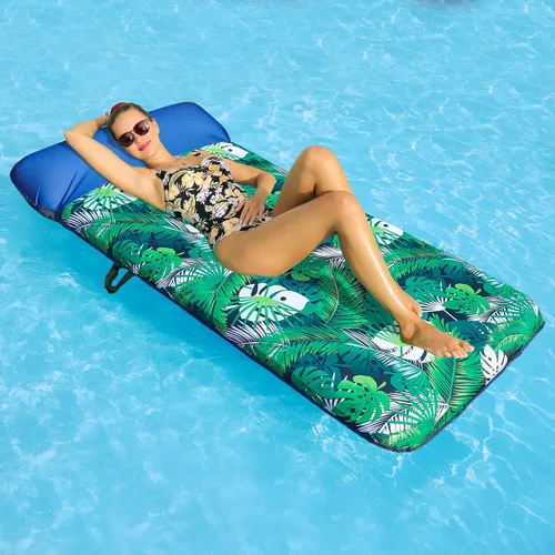 Vista 3 de FindUWill Flotador inflable para piscina para adultos, 72 pulgadas XL, flotadores de piscina cubiertos de tela de gran tamaño para adultos