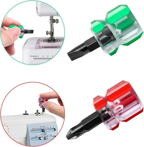 Vista 3 de 2 destornilladores para máquina de coser, destornillador Phillips de 0.236 in y puntas de cabeza plana, juego de destornilladores rechonchos