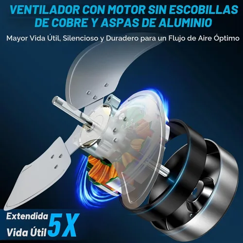 Vista 3 de DBF Ventilador solar de 20 pulgadas para exteriores, ventilador de piso recargable de 30000 mAh con panel solar de 40 W, 18 velocidades, tiempo