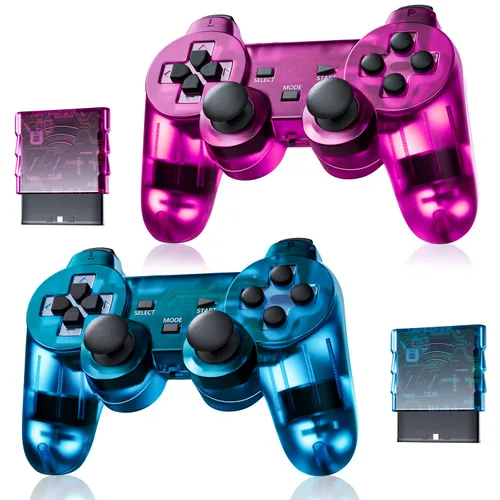 Vista 13 de Burcica Wireless Controller for PS-2 Play 2 Double Vibration 2 - Black and ClearRed
