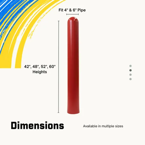 Vista 7 de Ideal Shield Cubierta roja de bolardo de seguridad de 1/4 pulgadas, 6 x 52 pulgadas, cinta de instalación incluida con funda para poste de bolardo