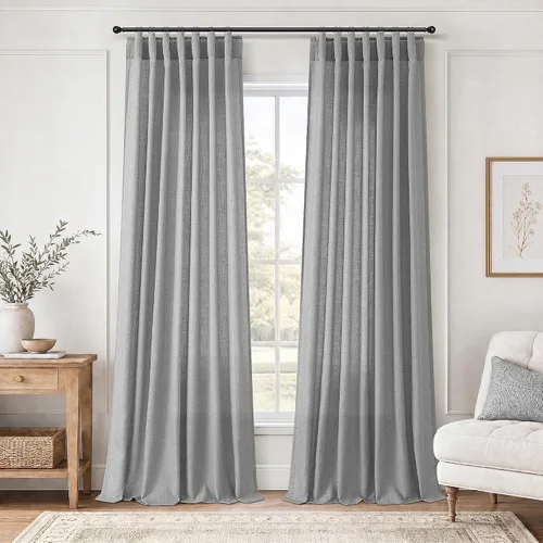 Vista 22 de Jowels Natural Linen Curtains 96 Inches Long 2 Panels for Living Room