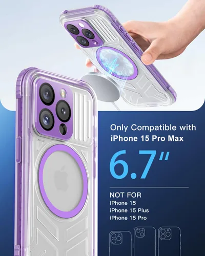 Vista 2 de Funda impermeable para iPhone 15 Pro Max, [lente y protector de pantalla integrados] [IP68 bajo el agua] [15 pies militares a prueba de golpes]