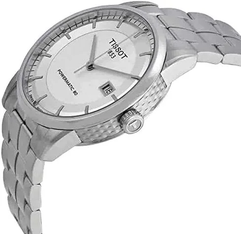 Vista 3 de Tissot Reloj de acero inoxidable T0864071103100 de lujo de 1.614in con esfera plateada, Plateado, Mecánico, cuerda automática