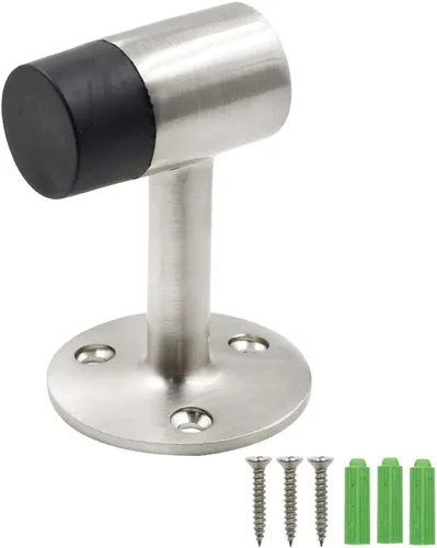 Vista 6 de Tope para puerta de piso, 1.06 pulgadas/1.063 in, acero inoxidable, paquete de 1 Resistente, montaje en el suelo, parachoques de goma silencioso
