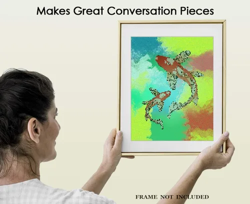 Vista 4 de Buzz Unplugged Koi Fish Abstract Wall Art: Minimalist, Aesthetic & Boho Wall Art for Home, Office, Bedroom & Living Room Decor - Unframed Posters