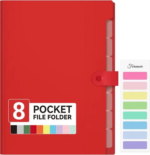 Vista 10 de Forvencer Carpeta de archivos expandible con 8 bolsillos, organizador de archivos de acordeón tamaño carta, carpetas portátiles para documentos