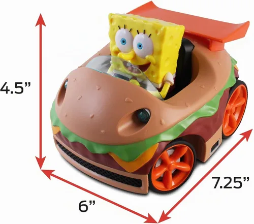 Vista 5 de NKOK Krabby Patty con control remoto con vehículo de Bob Esponja, vehículo RC de función completa, luces de trabajo, tiene control de radio y Turbo