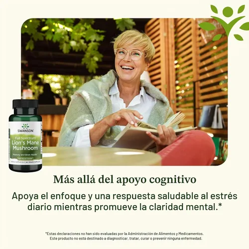 Vista 5 de Suplemento vitamínico de Swanson de espectro completo. Hongo Melena de León. 500 mg, Swanson-SW1096, 1