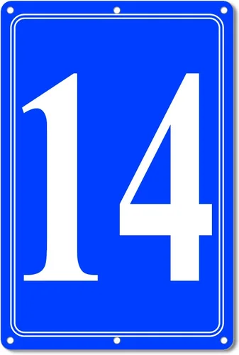 Vista 50 de Premium Aluminum Number Signs, Metal 12" X 8" Blue Numbered Sign Outdoor for Parking Lots, Floor, Dock, Court, Aisle, Field, High Visibility, No