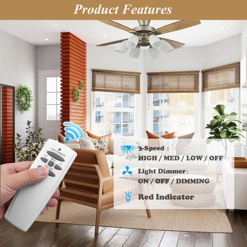 Vista 2 de Kit de control remoto universal para ventilador de techo con regulador de intensidad Repuesto para Hampton Bay, Hunter, Harbor Breeze, Fan-HD5