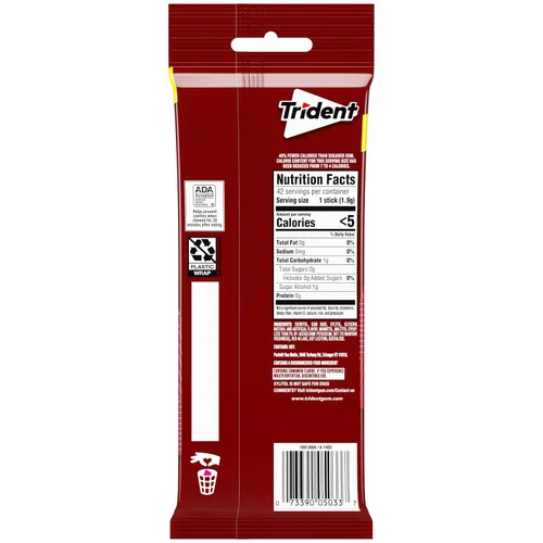 Vista 2 de Trident Goma de mascar de canela sin azúcar, 3 paquetes de 14 piezas (42 piezas en total)