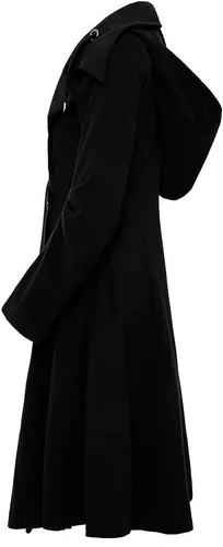 Vista 2 de ForeMode Women Swing Double Breasted Wool Pea Coat with Belt Buckle Spring Mid-Long Long Sleeve Lapel Dresses Outwear