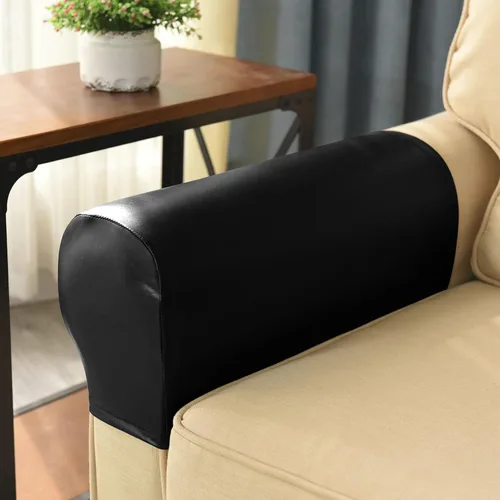 Vista 2 de vctops Fundas impermeables para reposabrazos de cuero sintético de PU, fundas elásticas vintage para brazos de sillas, sofá, sillón, fundas