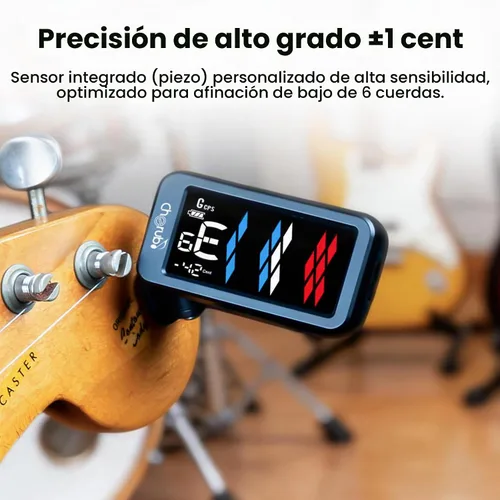Vista 3 de Cherub WST-905Li - Afinador de guitarra recargable con clip, 4 modos de visualización, ± 1 centavo de alto grado de precisión, 5 modos de afinación