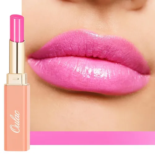 Vista 36 de Oulac Lápiz Labial Rosa Hidratante con Brillo - Lápiz Labial Hidratante Bálsamo Labial Tintado Brillante, Acabado Brillante Transparente Jugoso