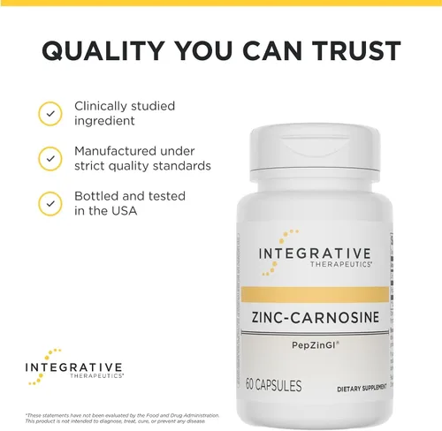 Vista 6 de Integrative Therapeutics Zinc-Carnosine - Apoyo para la salud digestiva y del intestino* - Suplemento para el tracto gastrointestinal - Vegano, sin