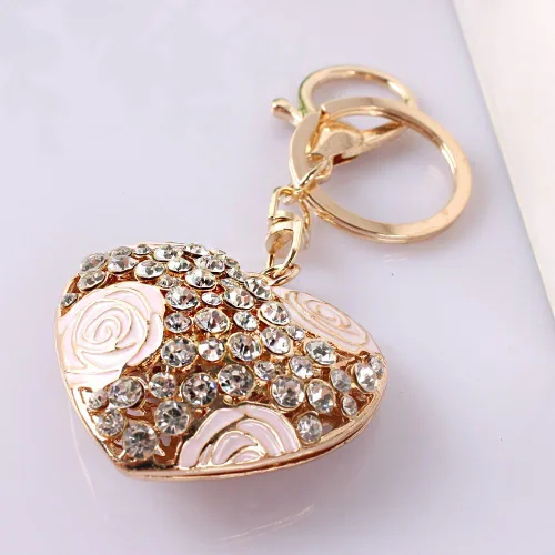 Vista 4 de Bonlting Colgante de cristal con diseño de corazón y rosa dulce amor