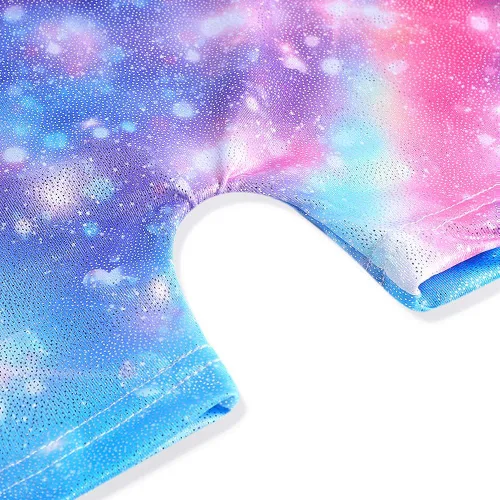 Vista 4 de Leotardos de gimnasia para niñas, mallas de baile para niñas pequeñas, ropa de baile atlética y brillante con diseño de sirena, unicornio