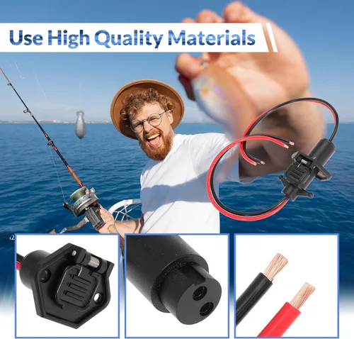 Vista 5 de Conector hembra de motor de arrastre de 12 V 10AWG 2 cables Conector de motor de arrastre para barco marino (Plug-FE1)